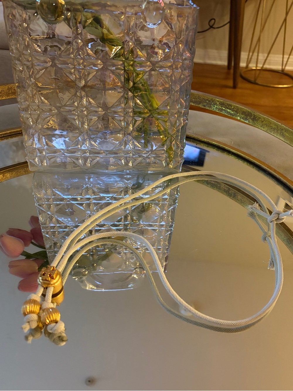 Tory Burch White Cord Tieback with Gold Accent - use as belt or necklace!